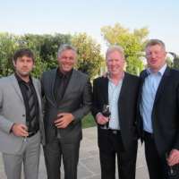 Robert Rock, Darren Clarke, Eamon Hughes and Richard Finch at the official tournament dinner